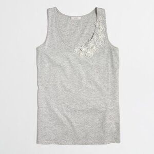 J.Crew Gray Tank with Floral Lace Accent